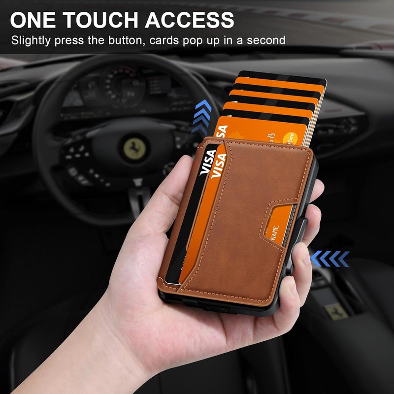SEMORID Wallet for Men, Mens Wallet Minimalist Slim Wallet, RFID Blocking Smart Pop Up Wallet with Money Clip & ID Window, Metal Compact Wallet, Aluminum Credit Card Holder Wallet - Image 2